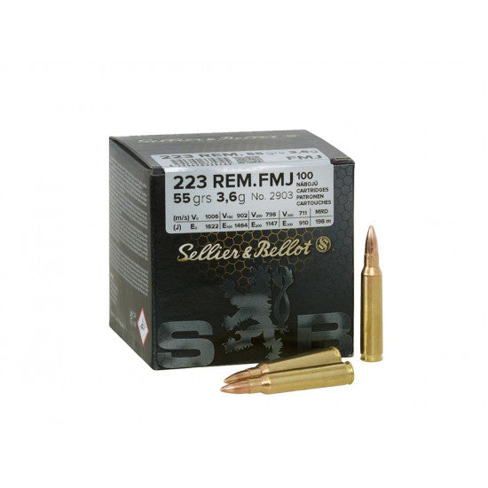 S&B 223 55Gr FMJ Ammunition (100’s)