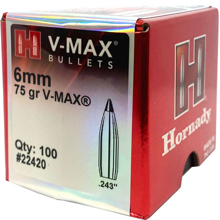 Hornady 75Gr V-Max 6mm (100’s)