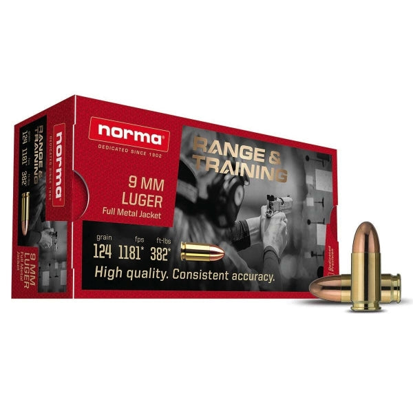 Norma 9mm Para 124gr FMJ Ammunition