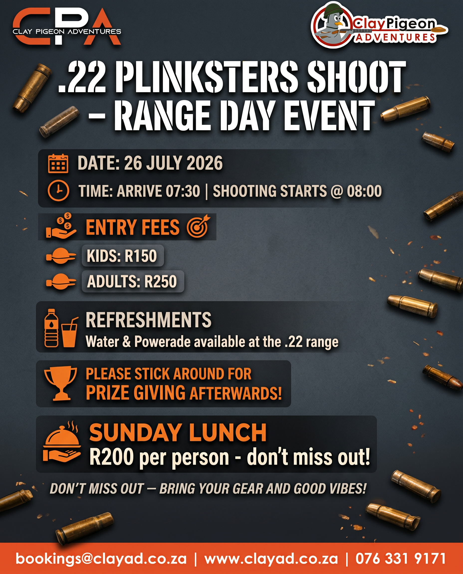 CPA .22 Plinkster 26 July 2026 - Clay Pigeon Adventures