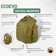 Ecoevo Tactical Backpack Tan Blk Odg XL